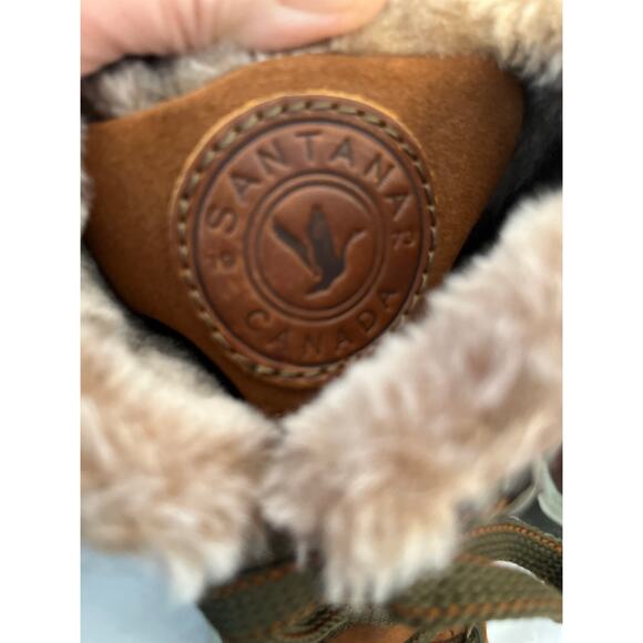 Santana Canada Brown Leather Faux Shearling Winter Snow Boots Women’s 10 - Picture 5 of 8